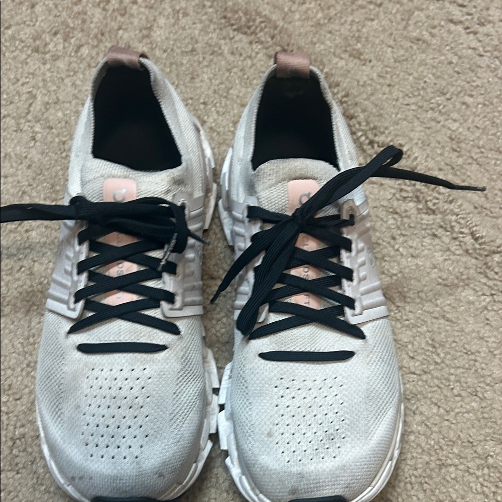 Women's White and Pink Sneakers